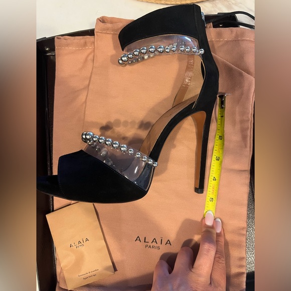 ALAIA Bead Embellished PVC & Suede Sandals - Picture 5 of 6
